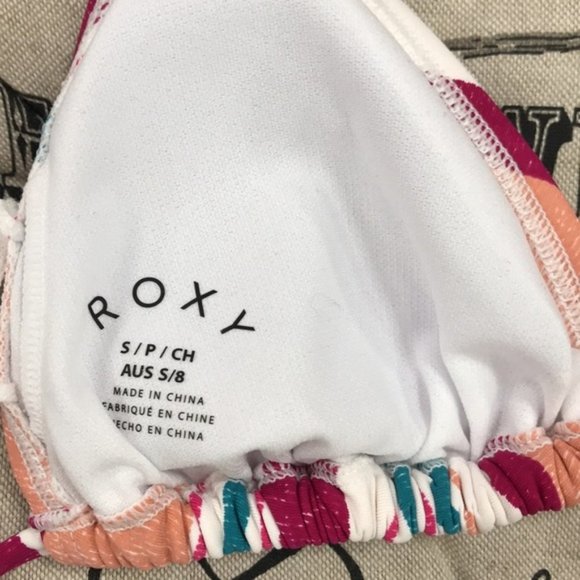 Roxy Juniors' Striped Halter Triangle Bikini Top - Picture 5 of 5